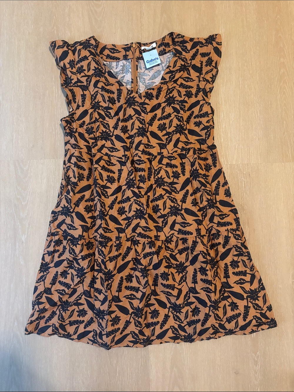 NWT Goodthreads Relaxed Fit Washed Linen Blend Flutter Sleeve Dress size Large